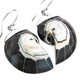 1 5/16" 925 Silver Nautilus Shell Black French Earrings