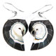 1 5/16" 925 Silver Nautilus Shell Black French Earrings