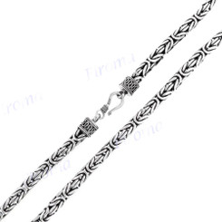 4mm Byzantine Bali Chain Necklace Solid 925 Sterling Silver, 24 Inch
