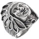 1 1/4" Wide Heavy Native American Indian Chief In Headdress Biker Motorcycle 925 Sterling Silver Ring