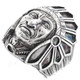 1 1/4" Wide Heavy Native American Indian Chief In Headdress Biker Motorcycle 925 Sterling Silver Ring