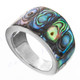 Paua Abalone Shell 925 Sterling Silver Band Ring