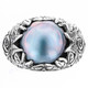 Bold South Pacific Blue Mabe Cultured Pearl Leaf Cradle 925 Sterling Silver Ring