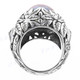 Bold South Pacific Blue Mabe Cultured Pearl Leaf Cradle 925 Sterling Silver Ring
