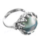 Bali Flower Blue Mabe Cultured Pearl 925 Sterling Silver Ring