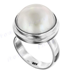 Bali Handmade Adjustable White Mabe Cultured Pearl 925 Sterling Silver Ring