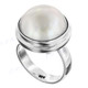 Bali Handmade Adjustable White Mabe Cultured Pearl 925 Sterling Silver Ring