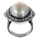 White Mabe Cultured Pearl Bali Artisan Handmade 925 Sterling Silver Ring