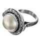 White Mabe Cultured Pearl Bali Artisan Handmade 925 Sterling Silver Ring