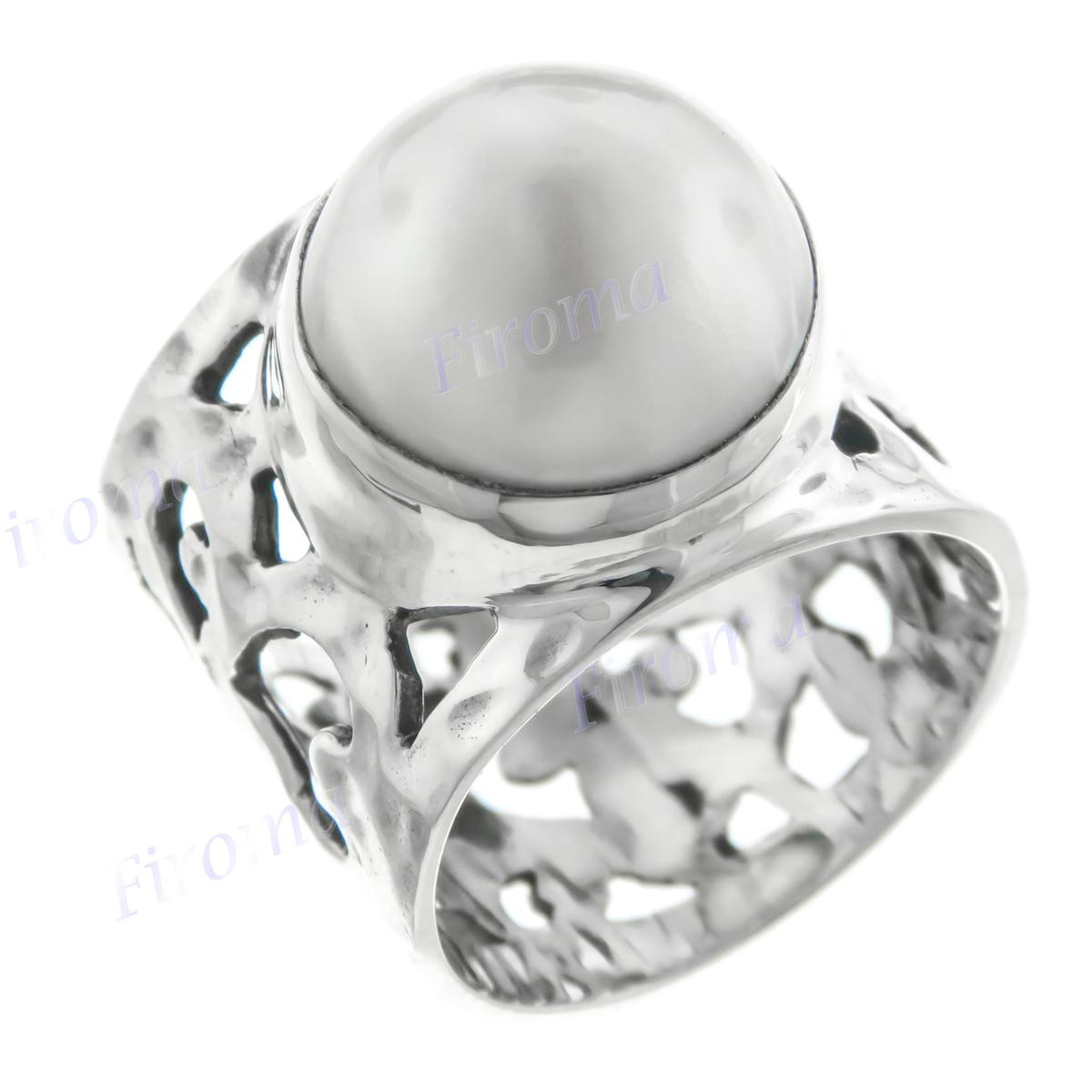 13//16/" BIG WHITE MABE PEARL 925 STERLING SILVER earrings