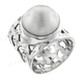 White Mabe Cultured Pearl Bali Artisan 925 Sterling Silver Ring