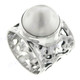 White Mabe Cultured Pearl Bali Artisan 925 Sterling Silver Ring