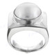 Substantial White Mabe Cultured Pearl Bali Artisanal 925 Sterling Silver Ring