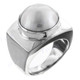 Substantial White Mabe Cultured Pearl Bali Artisanal 925 Sterling Silver Ring