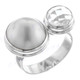 White Mabe Cultured Pearl Bali Artisan Quartz 925 Sterling Silver Ring