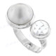 White Mabe Cultured Pearl Bali Artisan Quartz 925 Sterling Silver Ring