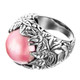 Bold South Pacific Pink Mabe Cultured Pearl Leaf Cradle 925 Sterling Silver Ring