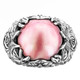 Bold South Pacific Pink Mabe Cultured Pearl Leaf Cradle 925 Sterling Silver Ring
