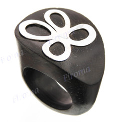 Dark Wood Flower 925 Sterling Silver Ring