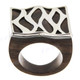 Dark Wood 925 Sterling Silver Pattern Ring