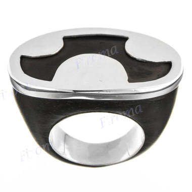 Dark Wood Contrast 925 Sterling Silver Ring