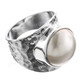 White Mabe Cultured Pearl Bali Handmade Hammered 925 Sterling Silver Ring
