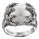 White Mabe Cultured Pearl Eagle Claw 925 Sterling Silver Ring