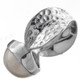 White Mabe Cultured Pearl Bali Hammered 925 Sterling Silver Ring
