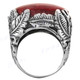 Red Coral Leaf Scrollwork 925 Sterling Silver Ring