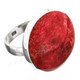 Bold Round Red Coral 925 Sterling Silver Ring