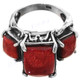 Red Coral Bali Scrollwork 925 Sterling Silver Ring