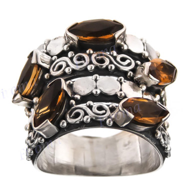 Citrine Handmade Swirl Filigree 925 Sterling Silver Ring
