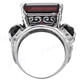 Onyx Simulated Garnet 925 Sterling Silver Cocktail Ring, US 7