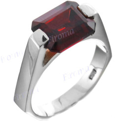 925 Sterling Silver Simulated Red Garnet Band Ring