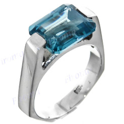 925 Sterling Silver Simulated Blue Topaz Band Ring