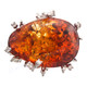 925 Sterling Silver Leaf Cradled Simulated Amber Cz Cocktail Ring