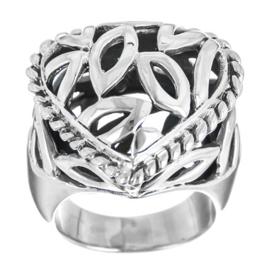 Rice Grain Inspired Filigree Bali Handmade 925 Sterling Silver Ring, US 6,8