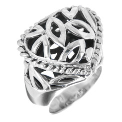 Rice Grain Inspired Filigree Bali Handmade 925 Sterling Silver Ring, US 6,8