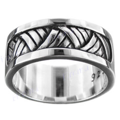 Weave Pattern 925 Sterling Silver Band Ring