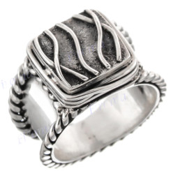 Handmade 2-tone Granulation 925 Sterling Silver Ring
