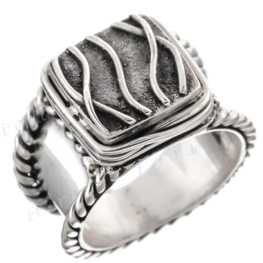 Handmade 2-tone Granulation 925 Sterling Silver Ring