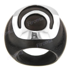 Dark Wood 925 Sterling Silver Contrasted Ring