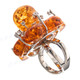 Sparkling 925 Sterling Silver Simulated Amber Cz Cocktail Ring