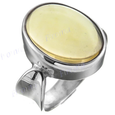 Big Oval Lemon Quartz Cabochon 925 Sterling Silver Ring, Size 8,8.5,9,10