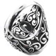Bold Clear Quartz Scroll Filigree 925 Sterling Silver Ring, US 6-8