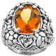 Citrine Oval Scrollwork Design 925 Sterling Silver Cocktail Ring, US 7, 8, 9