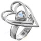 Heart Framed Moonstone 925 Sterling Silver Band Ring, US 6, 7.5