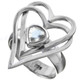 Heart Framed Moonstone 925 Sterling Silver Band Ring, US 6, 7.5