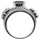 Onyx Fleur De Lis Design 925 Sterling Silver Band Ring, US 6.5, 7, 7.5