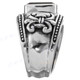 Onyx Fleur De Lis Design 925 Sterling Silver Band Ring, US 6.5, 7, 7.5